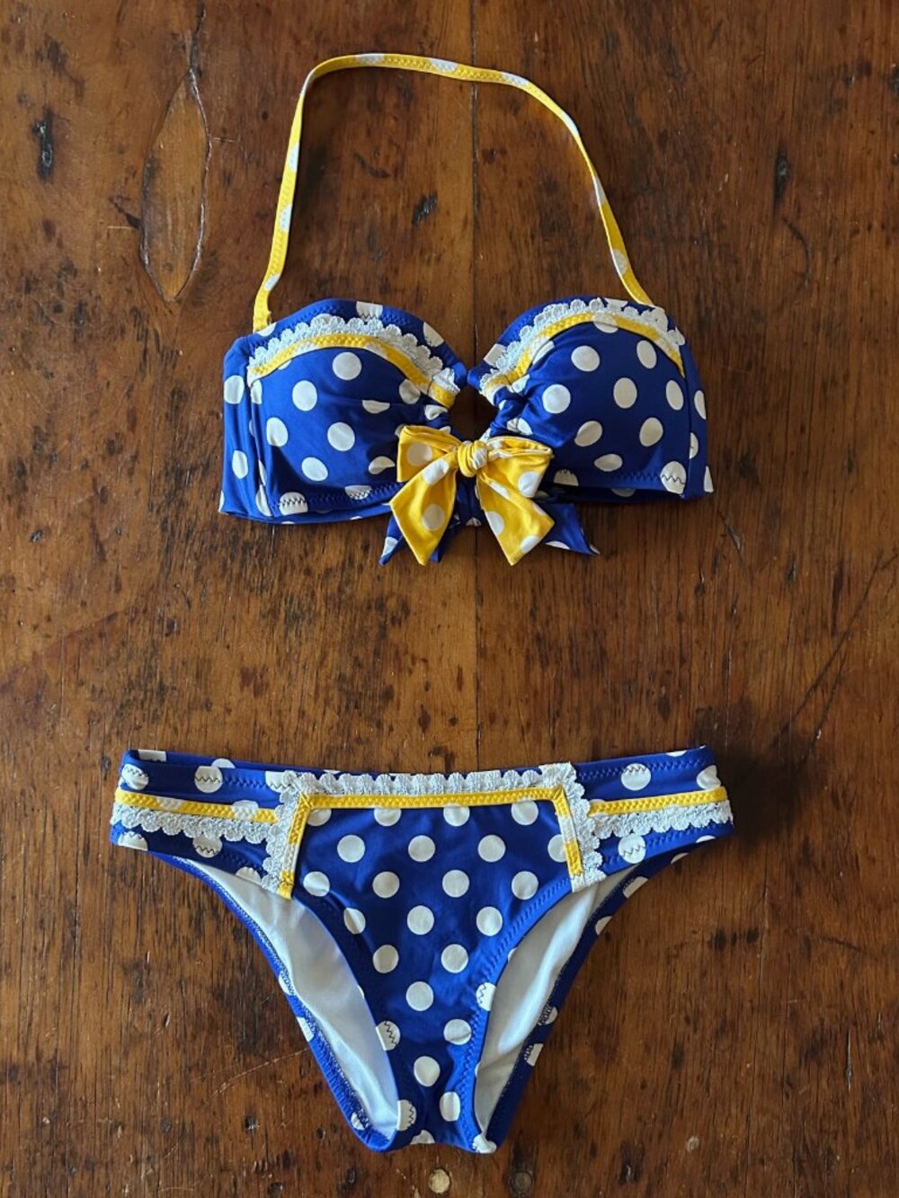 Vintage Betsey Johnson Blue Polka Dot Bikini